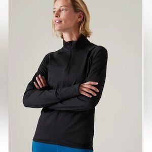 Athleta Whistler Half Zip Cosmos Reflective Black Speckled Running Top Size SP